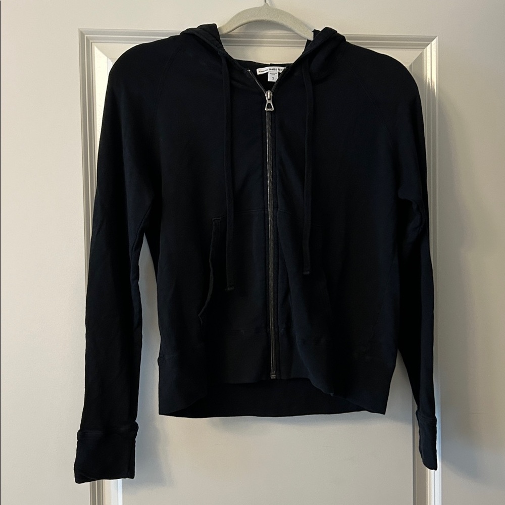 James Perse Black Zip-Up Hoodie RARE size 2